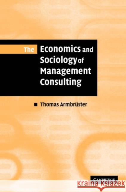 The Economics and Sociology of Management Consulting Thomas Armbruster 9780521857154 Cambridge University Press