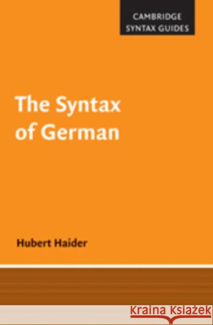 The Syntax of German Hubert Haider 9780521865258 0