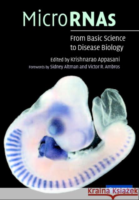 MicroRNAs: From Basic Science to Disease Biology Sidney  Altman, Victor R. Ambros, Krishnarao Appasani 9780521865982 Cambridge University Press
