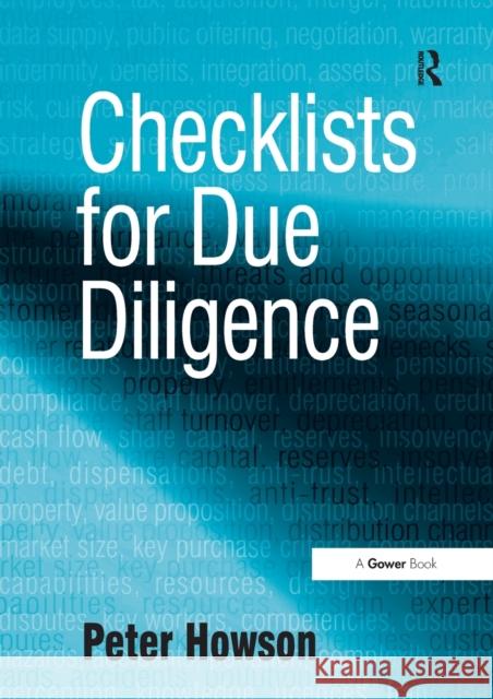 Checklists for Due Diligence Peter Howson 9780566088629