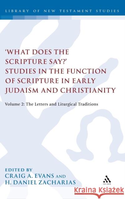 'What Does the Scripture Say?' Studies in the Function of Scripture in Early Judaism and Christianity, Volume 2: Volume 2: The Letters and Liturgical Evans, Craig A. 9780567387165