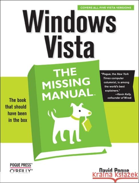 Windows Vista the Missing Manual David Pogue 9780596528270 0