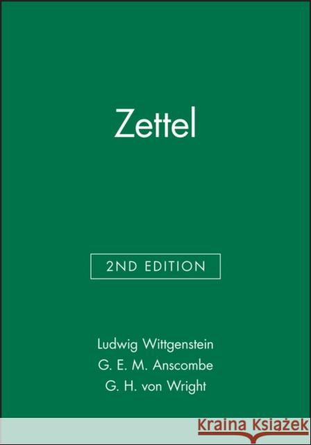 Zettel Ludwig Wittgenstein 9780631128236 BLACKWELL PUBLISHERS