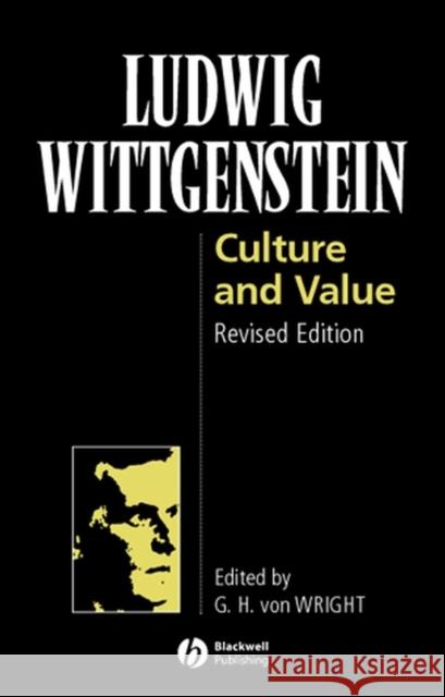 Culture and Value Ludwig Wittgenstein 9780631205708