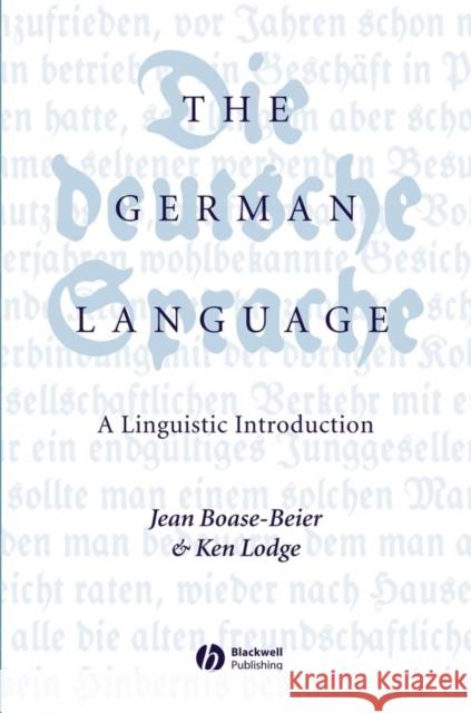 German Language Linguistic P Boase-Beier, Jean 9780631231394 Blackwell Publishers