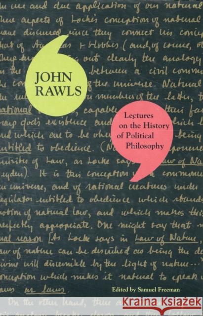 Lectures on the History of Political Philosophy John Rawls 9780674030633