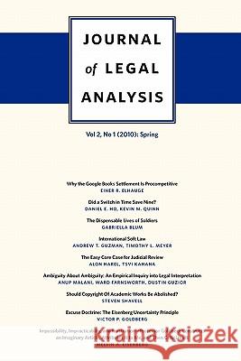 Journal of Legal Analysis: v. 2, No. 1: Spring J. Mark Ramseyer 9780674055841