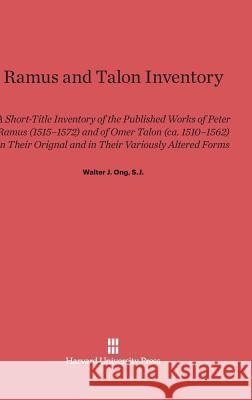 Ramus and Talon Inventory Walter J Ong, S J 9780674862609 Harvard University Press