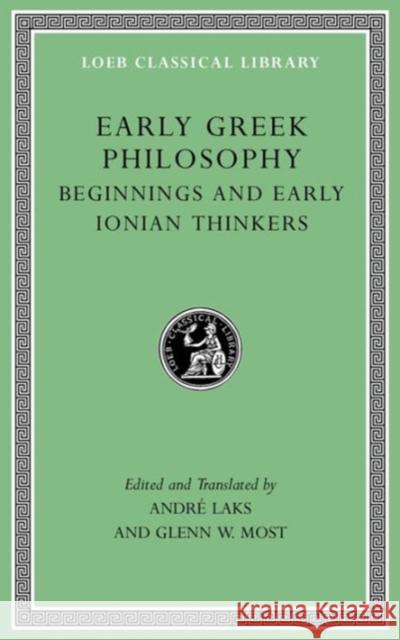 Early Greek Philosophy Laks, André 9780674996540 Harvard University Press