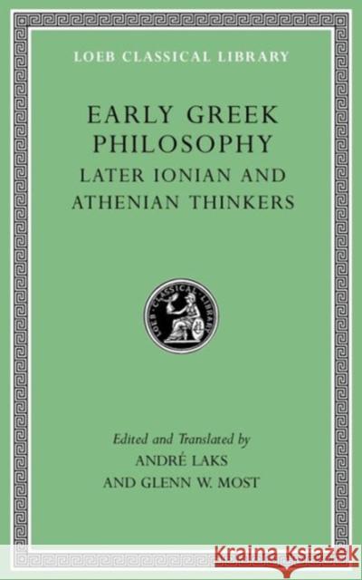 Early Greek Philosophy Laks, André 9780674996915 Harvard University Press