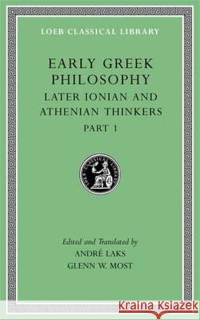 Early Greek Philosophy Laks, André 9780674997073