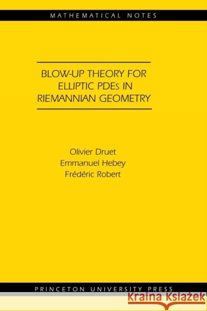 Blow-Up Theory for Elliptic Pdes in Riemannian Geometry (Mn-45) Druet, Olivier 9780691119533 Princeton University Press