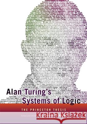 Alan Turing's Systems of Logic: The Princeton Thesis Appel, Andrew W. 9780691155746