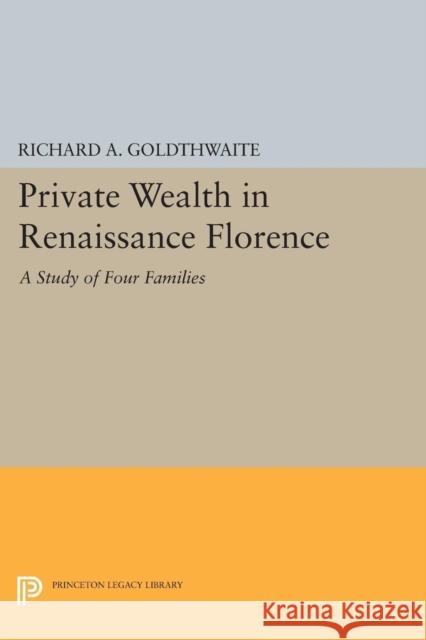 Private Wealth in Renaissance Florence Goldthwaite, Richard A. 9780691622200