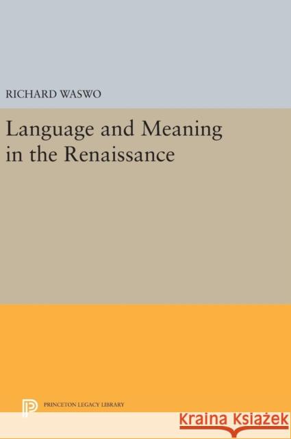 Language and Meaning in the Renaissance Richard Waswo 9780691638003