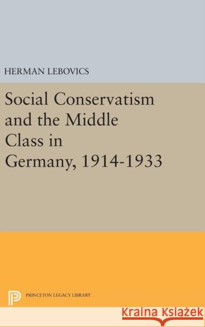 Social Conservatism and the Middle Class in Germany, 1914-1933 Herman Lebovics 9780691648781 Princeton University Press