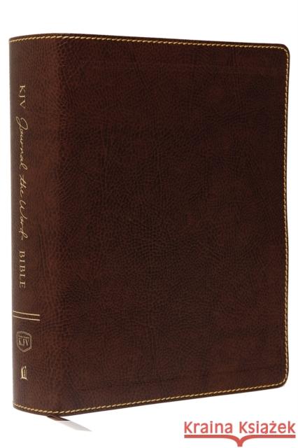 KJV, Journal the Word Bible, Large Print, Bonded Leather, Brown, Red Letter Edition: Reflect, Journal, or Create Art Next to Your Favorite Verses  9780718090852 Thomas Nelson