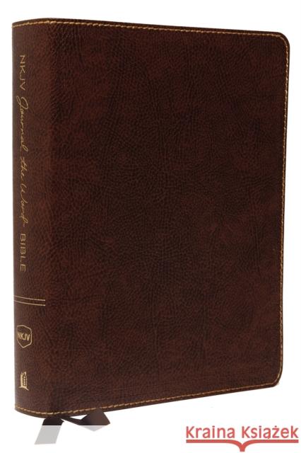 NKJV, Journal the Word Bible, Large Print, Bonded Leather, Brown, Red Letter Edition: Reflect, Journal, or Create Art Next to Your Favorite Verses  9780718090890 Thomas Nelson