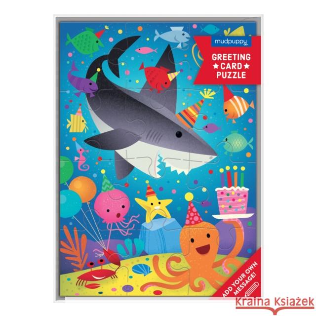 Shark Party Greeting Card Puzzle Bob Kolar 9780735379015 Galison
