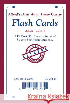 Alfred's Basic Adult PIano Course 1 Flash Cards Morton Manus 9780739013724