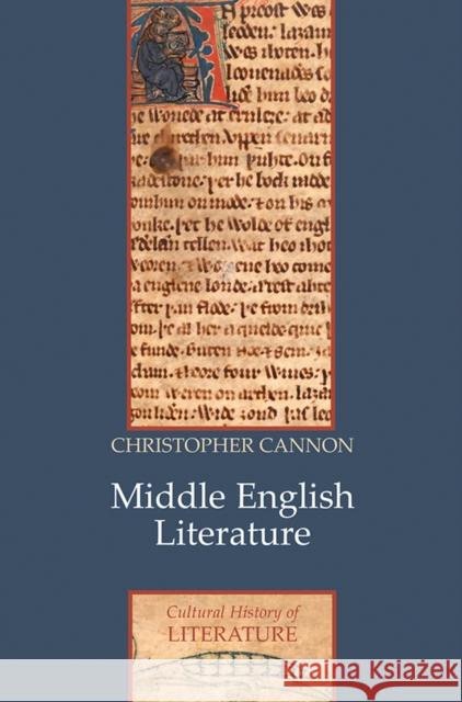 Middle English Literature Christopher Cannon 9780745624419 Polity Press