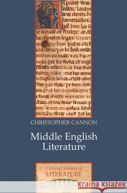 Middle English Literature Christopher Cannon 9780745624419