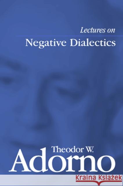 Lectures on Negative Dialectics: Fragments of a Lecture Course 1965/1966 Adorno, Theodor W. 9780745635095 BLACKWELL PUBLISHERS