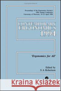 Contemporary Ergonomics Robertson Robertson S. A. Robertson 9780748402038 CRC Press