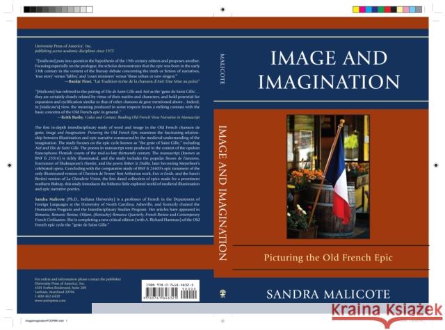 Image and Imagination: Picturing the Old French Epic Malicote, Sandra 9780761848325 University Press of America