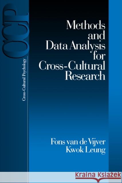 Methods and Data Analysis for Cross-Cultural Research Fons J. R. Van De Vijver Kwok Leung Fons J. R. Va 9780761901075 Sage Publications