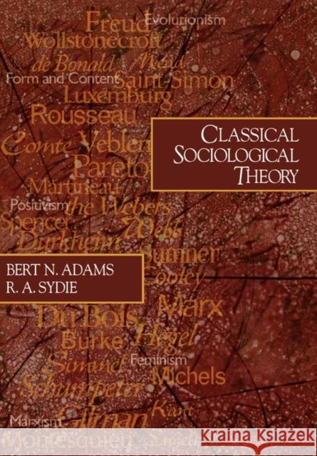 Classical Sociological Theory Bert N. Adams R. a. Sydie 9780761987802 Pine Forge Press