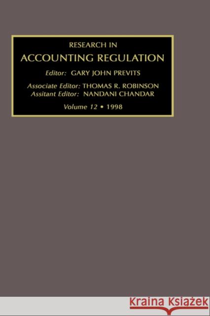Research in Accounting Regulation 1998 Previts, Gary John 9780762304653 JAI Press
