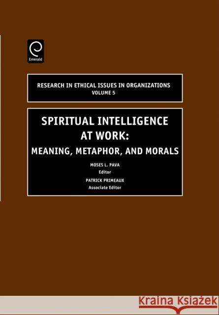 Spiritual Intelligence at Work: Meaning, Metaphor, and Morals Pava, Moses L. 9780762310678 JAI Press