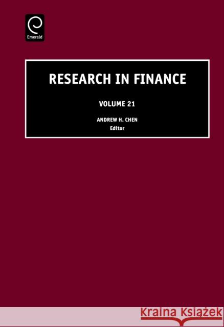 Research in Finance Andrew H. Chen 9780762311613 Emerald Publishing Limited