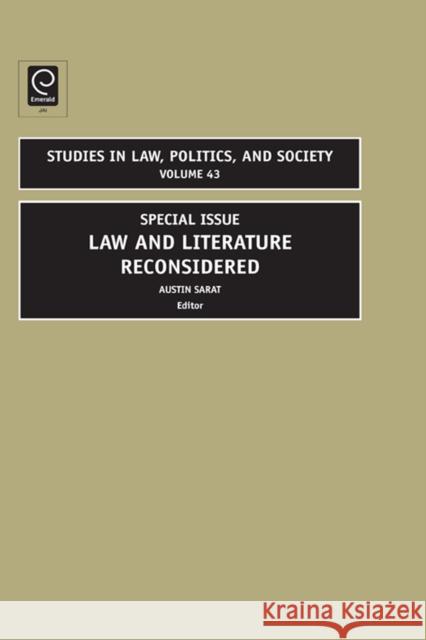 Law and Literature Reconsidered: Special Issue Sarat, Austin 9780762314829 0