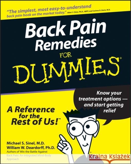 Back Pain Remedies for Dummies Sinel, Michael S. 9780764551321