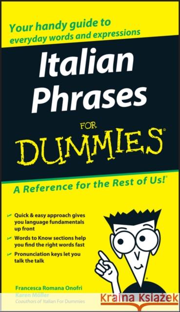 Italian Phrases For Dummies FR Onofri 9780764572036 John Wiley & Sons Inc