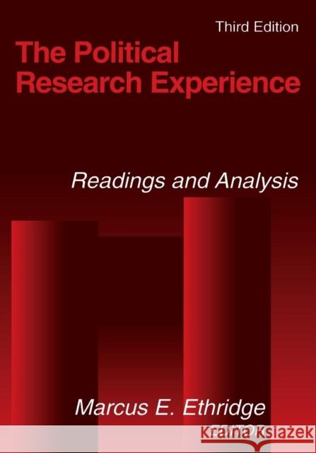 The Political Research Experience: Readings and Analysis: Readings and Analysis Ethridge, Marcus E. 9780765607577 M.E. Sharpe