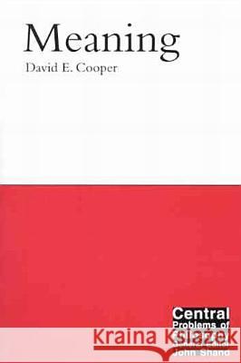 Meaning David E. Cooper 9780773525689 McGill-Queen's University Press