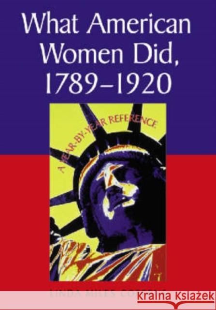 What American Women Did, 1789-1920: A Year-By-Year Reference Coppens, Linda Miles 9780786432455 McFarland & Company