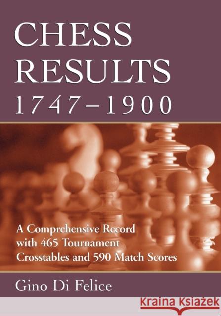 Chess Results, 1747-1900: A Comprehensive Record with 465 Tournament Crosstables and 590 Match Scores Di Felice, Gino 9780786445769