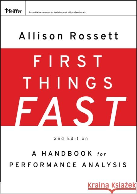 First Things Fast Rossett, Allison 9780787988487 0