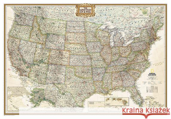 National Geographic United States Wall Map - Executive - Laminated (43.5 X 30.5 In) National Geographic Maps 9780792233787 National Geographic Maps