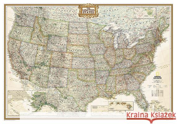 National Geographic United States Wall Map - Executive (43.5 X 30.5 In) National Geographic Maps 9780792293200 National Geographic Maps