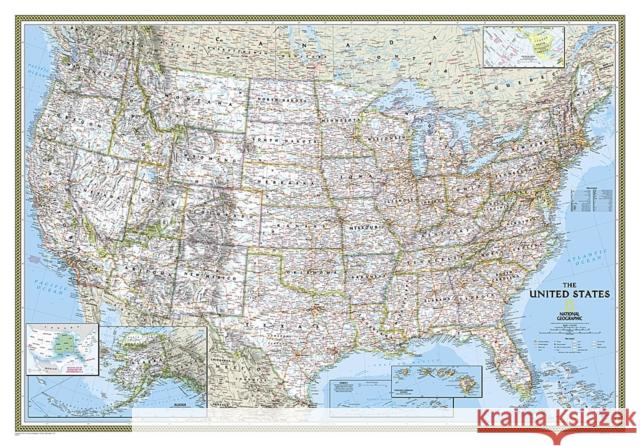 National Geographic United States Wall Map - Classic - Laminated (43.5 X 30.5 In) National Geographic Maps 9780792293347 National Geographic Maps