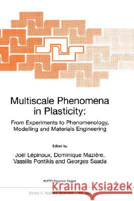 Multiscale Phenomena in Plasticity: From Experiments to Phenomenology, Modelling and Materials Engineering Lepinoux                                 Joel Lepinoux Dominique Maziere 9780792362517 Kluwer Academic Publishers