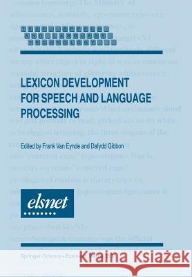 Lexicon Development for Speech and Language Processing Frank Va 9780792363699 Springer