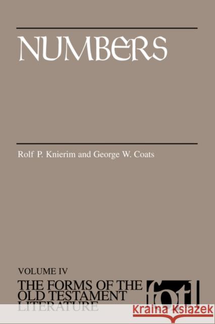 Numbers Knierim, Rolf P. 9780802822314 Wm. B. Eerdmans Publishing Company