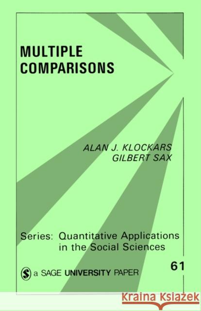 Multiple Comparisons Alan J. Klockars Gilbert Sax Richard G. Niemi 9780803920514 Sage Publications