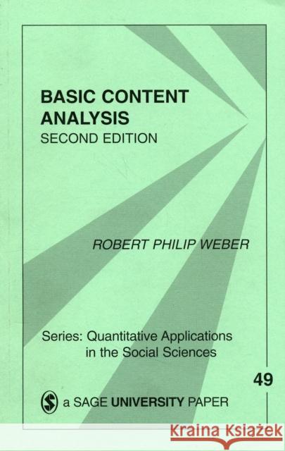 Basic Content Analysis Robert Philip Weber 9780803938632 Sage Publications